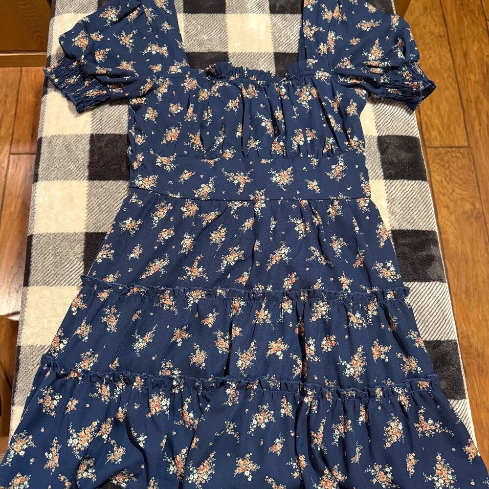 Trixxi Navy Blue and Floral Women's Dress
